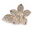Clear/ AB Crystal Flower Brooch In Rose Gold Tone Metal - 45mm Across - view 2