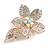 Clear/ AB Crystal Flower Brooch In Rose Gold Tone Metal - 45mm Across