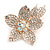 Clear/ AB Crystal Flower Brooch In Rose Gold Tone Metal - 45mm Across - view 4