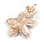Clear/ AB Crystal Flower Brooch In Rose Gold Tone Metal - 45mm Across - view 5