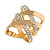 Fancy Women's Clear Crystal Scarf Ring Clip Slide in Gold Tone Metal - 30mm Tall - view 5