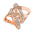 Fancy Women's Clear Crystal Scarf Ring Clip Slide in Rose Gold Tone Metal - 30mm Tall - view 2