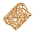 Fancy Women's Scarf Ring Clip Slide in Gold Tone Metal with Rose Flower Motif - 27mm Tall - view 4