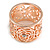 Fancy Women's Scarf Ring Clip Slide in Rose Gold Tone Metal with Rose Flower Motif - 17mm Tall - view 4