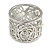 Fancy Women's Scarf Ring Clip Slide in Silver Tone Metal with Rose Flower Motif - 17mm Tall - view 4