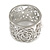 Fancy Women's Scarf Ring Clip Slide in Silver Tone Metal with Rose Flower Motif - 17mm Tall - view 5