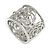 Fancy Women's Scarf Ring Clip Slide in Silver Tone Metal with Rose Flower Motif - 17mm Tall - view 6