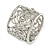 Fancy Women's Scarf Ring Clip Slide in Silver Tone Metal with Rose Flower Motif - 17mm Tall - view 7