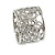 Fancy Women's Scarf Ring Clip Slide in Silver Tone Metal with Rose Flower Motif - 17mm Tall - view 8