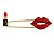 Large Crystal Lips and Lipstick Safety Pin Brooch In Gold Tone Metal - 70mm L - view 3