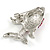 Small Pink Crystal Fish Brooch In Silver Tone Metal - 35mm Across - view 6