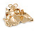 'Cat's Love' Romantic Enamel Brooch In Gold Tone (Cream/ White/ Olive) - 40mm Across - view 5