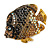 Statement Crystal Fish Brooch In Gold Tone (Black/ Citrine/ AB/ Grey) - 47mm Across - view 4