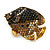 Statement Crystal Fish Brooch In Gold Tone (Black/ Citrine/ AB/ Grey) - 47mm Across - view 5