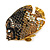 Statement Crystal Fish Brooch In Gold Tone (Black/ Citrine/ AB/ Grey) - 47mm Across - view 6