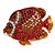 Statement Crystal Fish Brooch In Gold Tone (Red/ Burgundy/ Orange) - 47mm Across - view 6