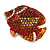Statement Crystal Fish Brooch In Gold Tone (Red/ Burgundy/ Orange) - 47mm Across - view 5