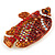 Statement Crystal Fish Brooch In Gold Tone (Red/ Burgundy/ Orange) - 47mm Across - view 4