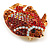 Statement Crystal Fish Brooch In Gold Tone (Red/ Burgundy/ Orange) - 47mm Across - view 7