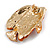 Statement Crystal Fish Brooch In Gold Tone (Red/ Burgundy/ Orange) - 47mm Across - view 3