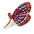 Fuchsia/ Pink/ Lavender Crystal Butterfly Brooch In Gold Tone - 55mm Tall - view 4