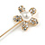 Gold Tone Clear Crystal White Pearl Daisy Flower Lapel, Hat, Suit, Tuxedo, Collar, Scarf, Coat Stick Brooch Pin - 60mm L - view 4