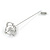 Silver Tone Clear Crystal Faux Pearl Crown Lapel, Hat, Suit, Tuxedo, Collar, Scarf, Coat Stick Brooch Pin - 60mm L - view 7