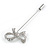 Silver Tone Clear Crystal Bow Lapel, Hat, Suit, Tuxedo, Collar, Scarf, Coat Stick Brooch Pin - 65mm L - view 5