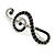 Dark Blue Crystal Treble Clef Brooch In Silver Tone Metal - 45mm Long - view 4