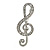 Clear Crystal Treble Clef Brooch In Silver Tone Metal - 45mm Long - view 1
