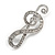Clear Crystal Treble Clef Brooch In Silver Tone Metal - 45mm Long - view 3