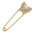 Clear Crystal Butterfly Safety Pin In Gold Tone - 80mm L - view 3