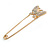 Clear Crystal Butterfly Safety Pin In Gold Tone - 80mm L - view 8