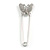 Clear Crystal Butterfly Safety Pin In Silver Tone - 80mm L - view 4