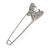 Clear Crystal Butterfly Safety Pin In Silver Tone - 80mm L - view 2