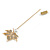 Gold Tone Clear Crystal White Pearl Mapel Leaf Lapel, Hat, Suit, Tuxedo, Collar, Scarf, Coat Stick Brooch Pin - 60mm L - view 6