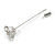 Silver Tone Clear Crystal Glass Pearl Bee Lapel, Hat, Suit, Tuxedo, Collar, Scarf, Coat Stick Brooch Pin - 60mm L - view 5
