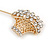 Gold Tone Clear Crystal Floral Basket Lapel, Hat, Suit, Tuxedo, Collar, Scarf, Coat Stick Brooch Pin - 60mm L - view 3