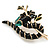Black Enamel Curled Snake on Branch In Gold Tone - 50mm Across - view 3