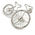 Clear Crystal Bicycle Brooch In Silver Tone Metal - 45mm Across - view 3