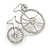 Clear Crystal Bicycle Brooch In Silver Tone Metal - 45mm Across - view 4