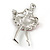Pink/ Clear Ballerina Brooch In Silver Tone Metal - 45mm Tall - view 5