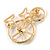 Clear Crystal Bicycle Brooch In Gold Tone Metal - 45mm Across - view 5