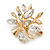 Small Clear Crystal Tree Brooch In Gold Tone - 35mm Across - view 3