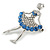 Blue/ Clear Ballerina Brooch In Silver Tone Metal - 45mm Tall - view 3