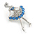 Blue/ Clear Ballerina Brooch In Silver Tone Metal - 45mm Tall - view 4