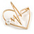 Gold Tone with Faux Pearl Bead Love Heartbeat Shape Brooch - 50mm Tall - view 4