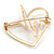 Gold Tone with Faux Pearl Bead Love Heartbeat Shape Brooch - 50mm Tall - view 5