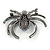 Statement Crystal Spider Brooch In Black Tone Metal (Teal/ Blue) - 50mm Across - view 6