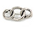Vintage Inspired Triple Chain Link Brooch In Aged Silver Tone Metal - 45mm Across - view 6
